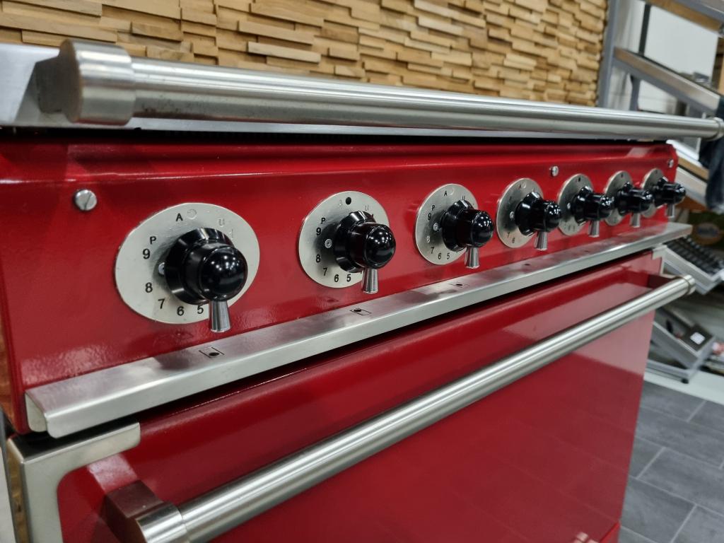 Luxe Fornuis Falcon Deluxe 90cm INDUCTIE rood 5 zones, Niet ingevuld, 60 cm of meer, Niet ingevuld, Ophalen of Verzenden