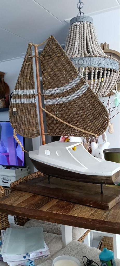 Grote Riviera Maison boot met rattan zeil, Huis en Inrichting, Woonaccessoires | Overige, Ophalen of Verzenden