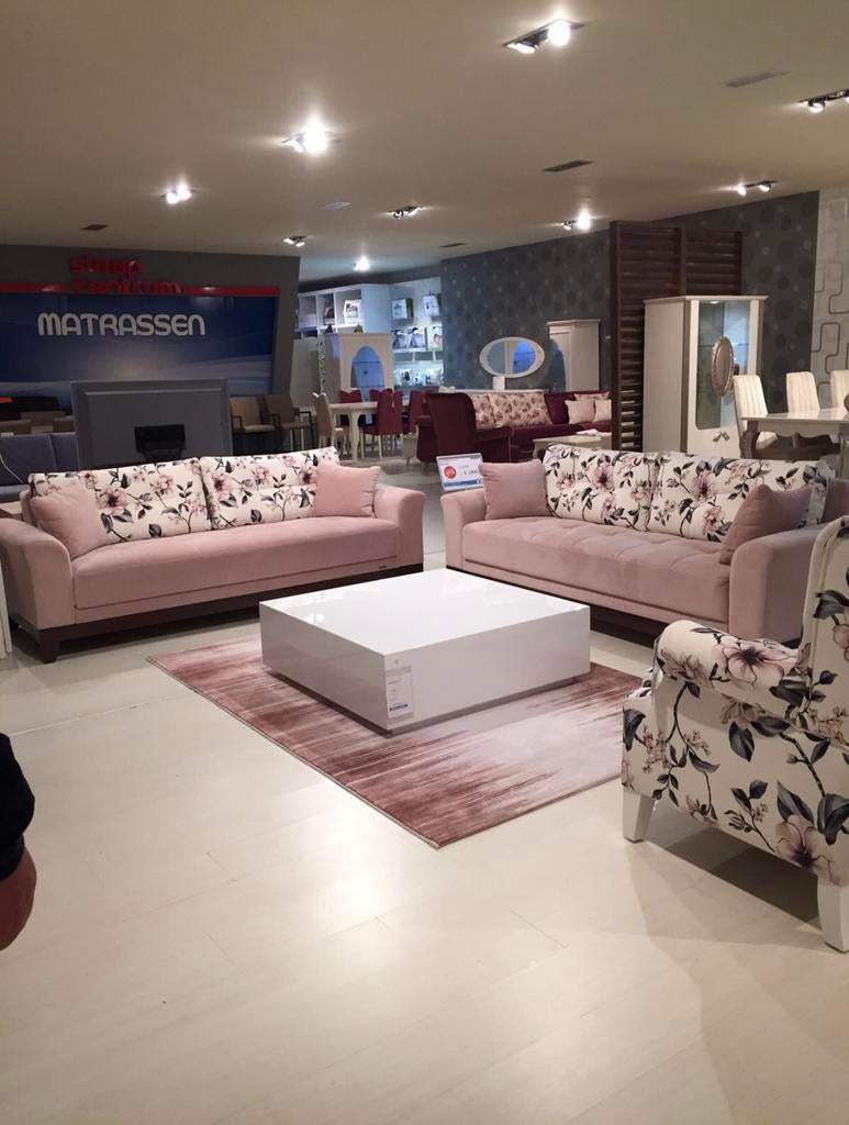 Bellona Roze Bankstel set met Slaapfunctie en Opbergruimte, Huis en Inrichting, Gebruikt, 75 tot 100 cm, Ophalen of Verzenden