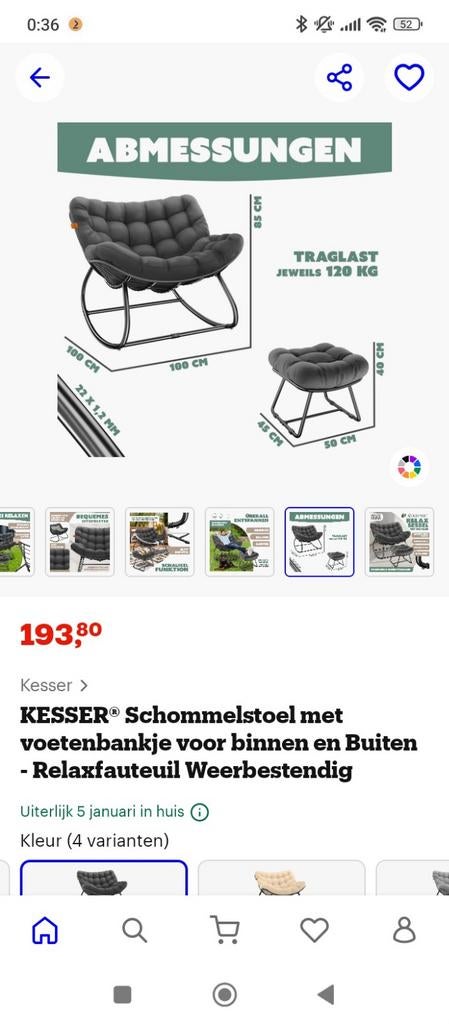 Chillexer Relax Schommelstoel - Nieuw!, Tuin en Terras, Tuinstoelen, Nieuw, Ophalen of Verzenden