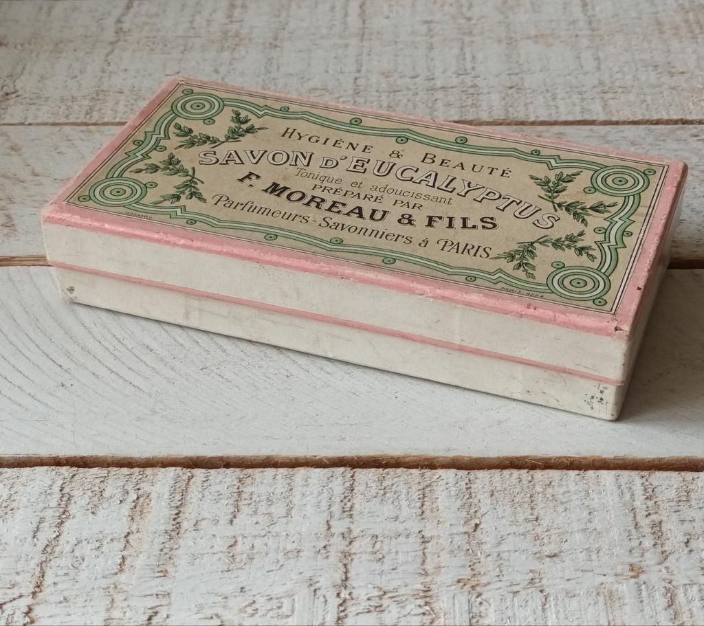 Antieke Savon d'Eucalyptus zeepdoos F. Moreau & Fils, Ophalen of Verzenden