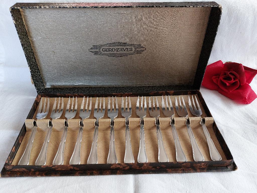 Gero verzilverd 90 | 12 taartvorkjes in cassette | Nilsson, Verzenden