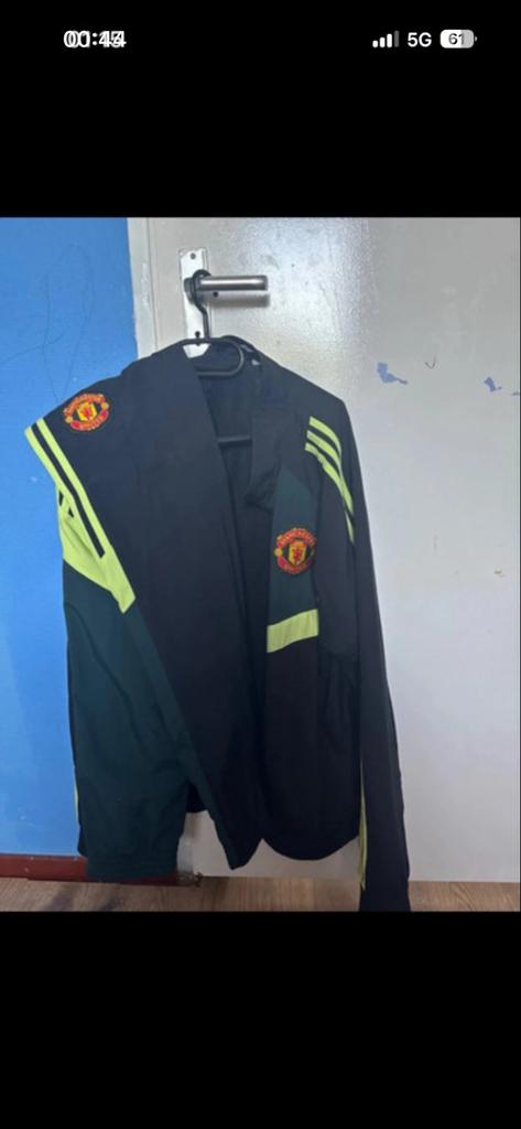 Adidas Manchester United Trainingsjack - Zwart/Groen, Ophalen of Verzenden, Nieuw, Maat 52/54 (L), Zwart