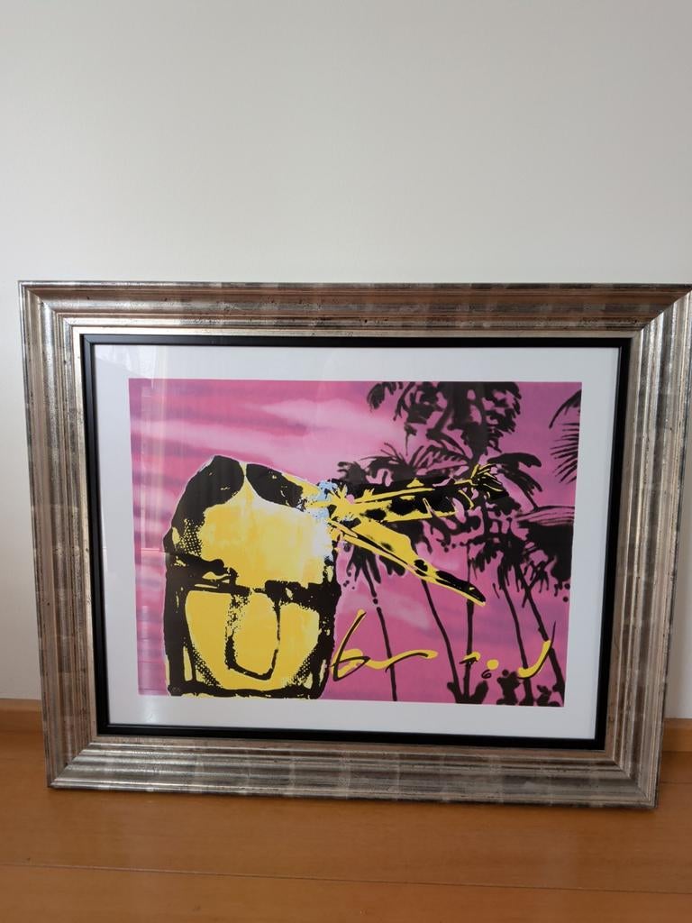 Herman Brood zeefdruk 'Pink Palm Indian' ingelijst 84x69 cm, Ophalen