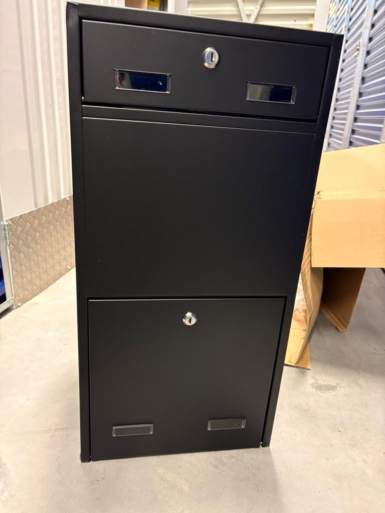 Moderne pakketbrievenbus / parcel box (zwart), Tuin en Terras, Brievenbussen, Ophalen, Zo goed als nieuw