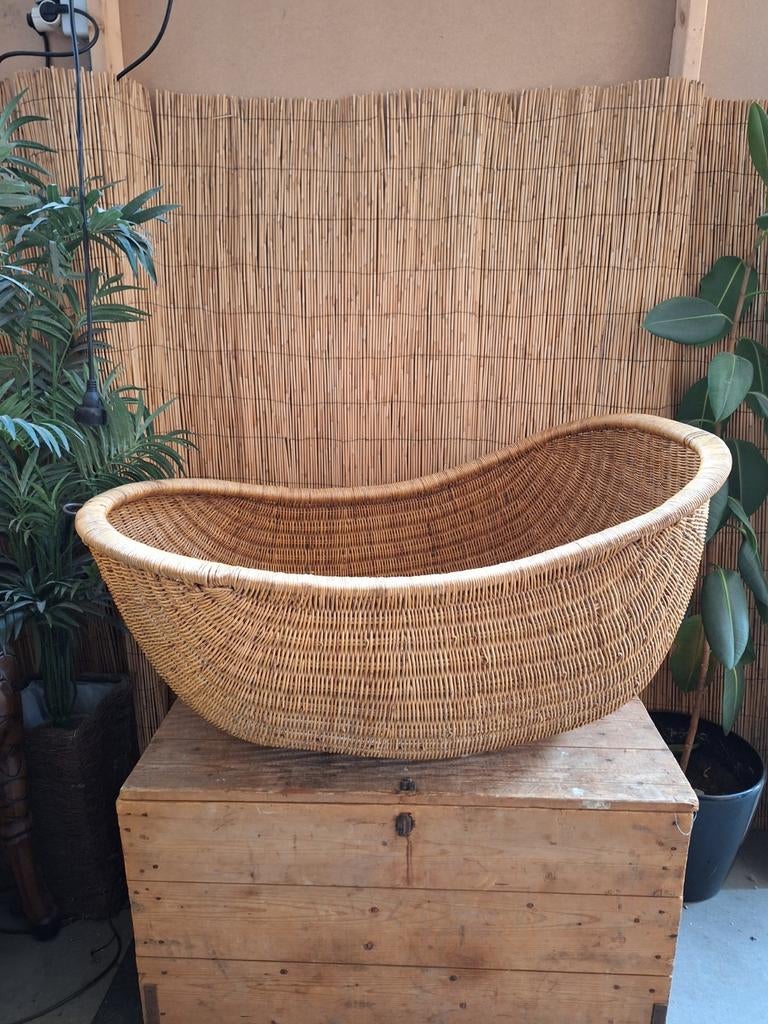 Grote rieten wieg, Ophalen, Gebruikt, Wieg