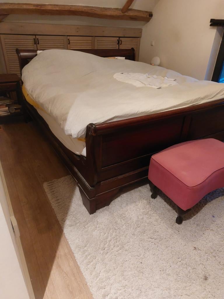 Teak houten bed 180x210cm - Klassiek en Robuust, Ophalen, Tweepersoons, Hout