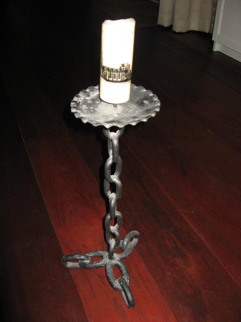 vintage gietijzeren ketting kandelaar, Verzenden, Overige materialen