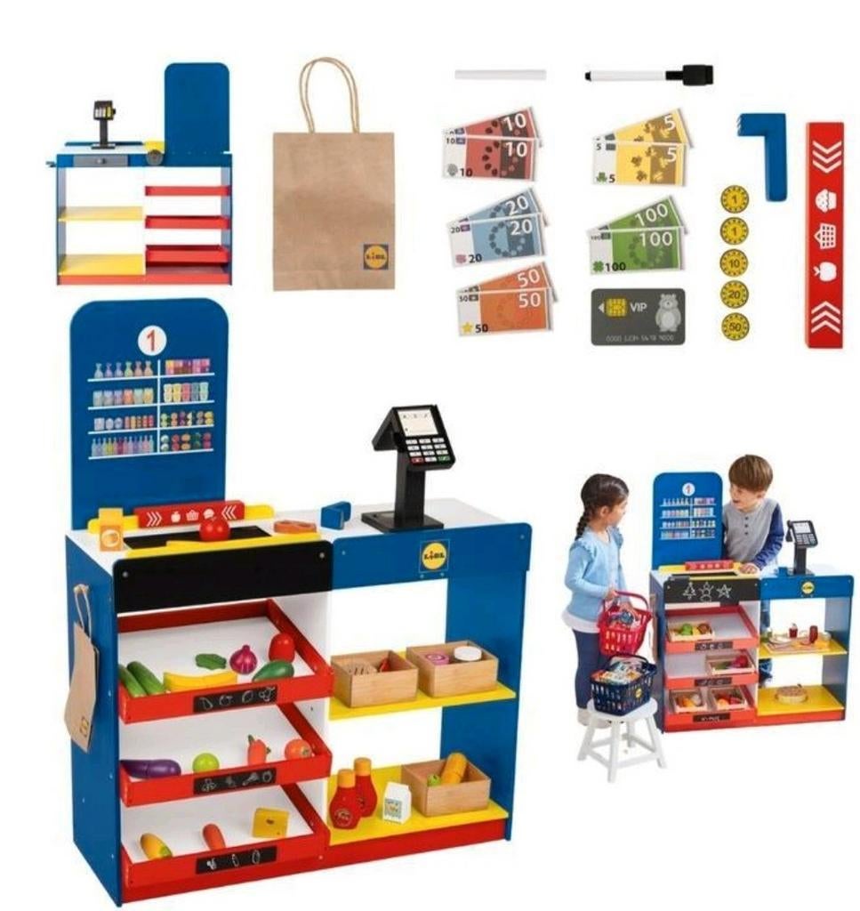Nieuwe houten Lidl winkel met kassa en accessoires, Klantenservice@lidl.nl, Lidl, Meubelstuk of Keukentje, Nieuw