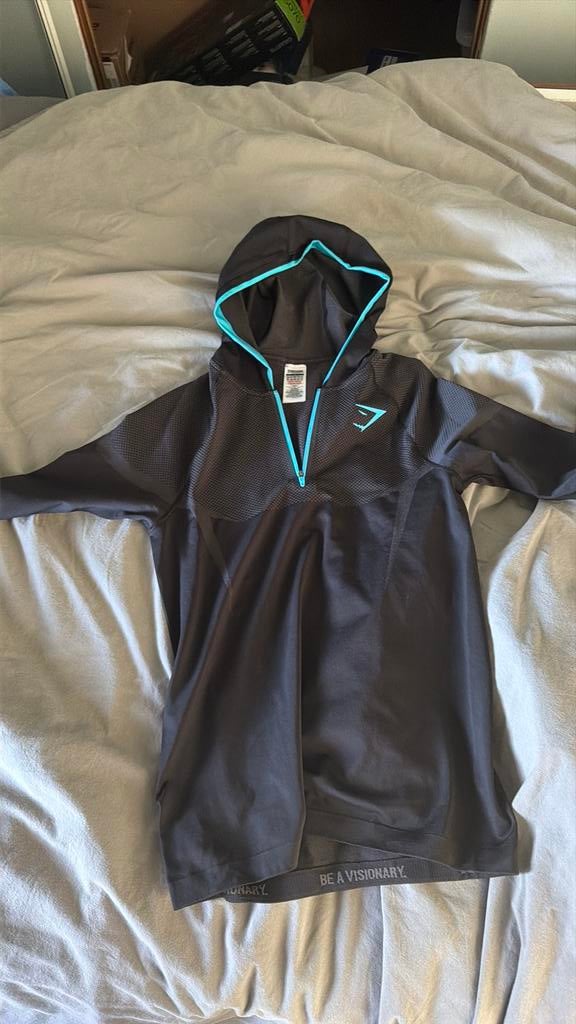 Gymshark onyx v5 hoodie M blauw, Kleding | Heren, Sportkleding, Ophalen of Verzenden, Nieuw, Blauw, Fitness