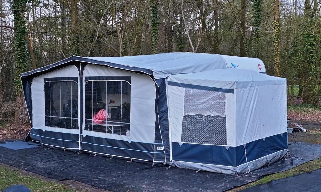 Goldcamp Pvc voortent maat 12 met uitbouw, Ophalen, Gebruikt