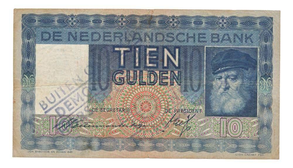 Nederland 10 Gulden 1933 Grijsaard Buiten omloop gesteld, Postzegels en Munten, Bankbiljetten | Nederland, Ophalen of Verzenden