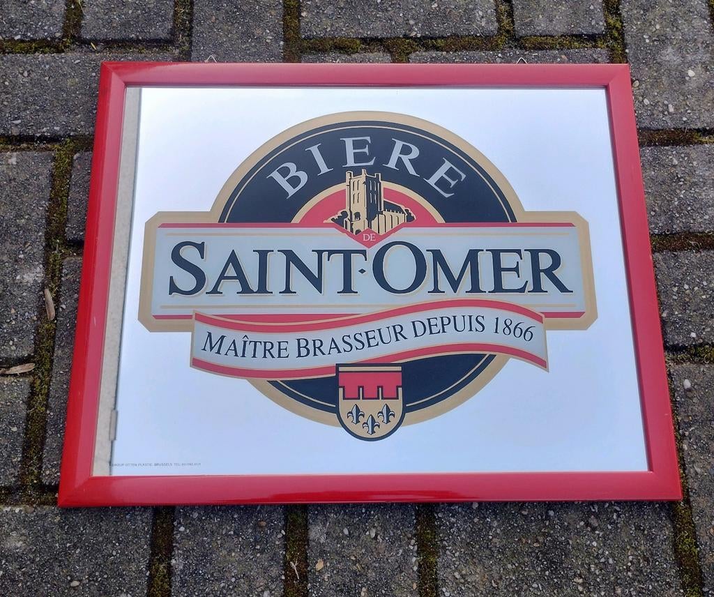 Saint Omer bier reclame spiegel, Verzamelen, Ophalen of Verzenden, Gebruikt, Reclamebord, Plaat of Schild, Overige merken