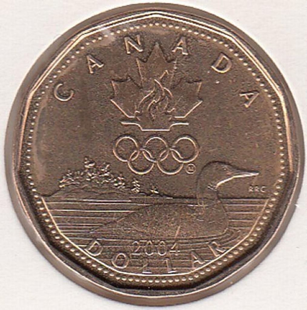 Canada 1 dollar Lucky Loony Olympics Flames 2004 UNC, Ophalen of Verzenden, Noord-Amerika, Losse munt
