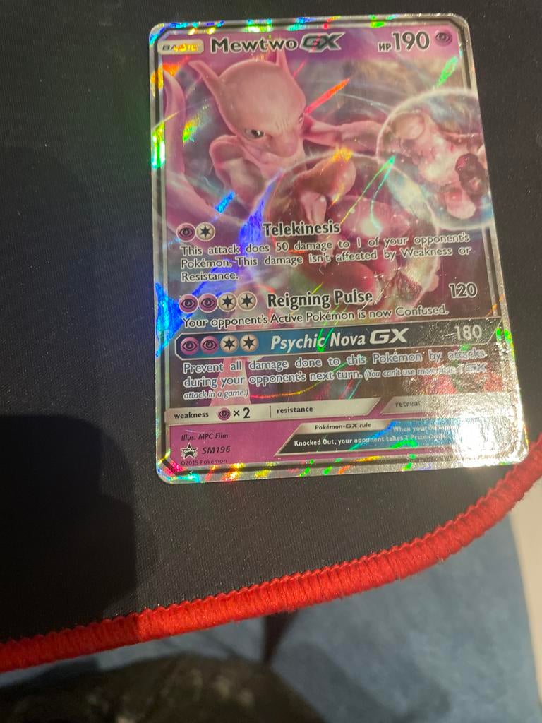 Mewtwo GX Pokémonkaart SM196 - Lichte krasjes, Ophalen of Verzenden, Gebruikt, Losse kaart, Foil