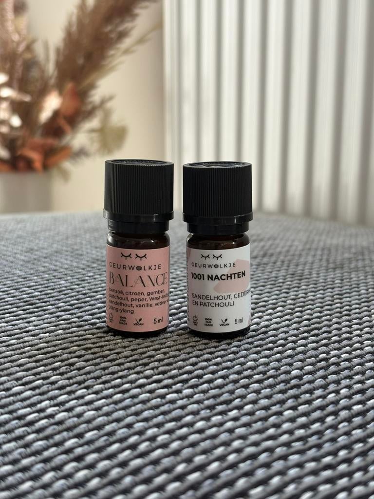 2x Geurwolkje etherische olie 5 ml – Balance & 1001 Nachten, Ophalen of Verzenden, Zo goed als nieuw