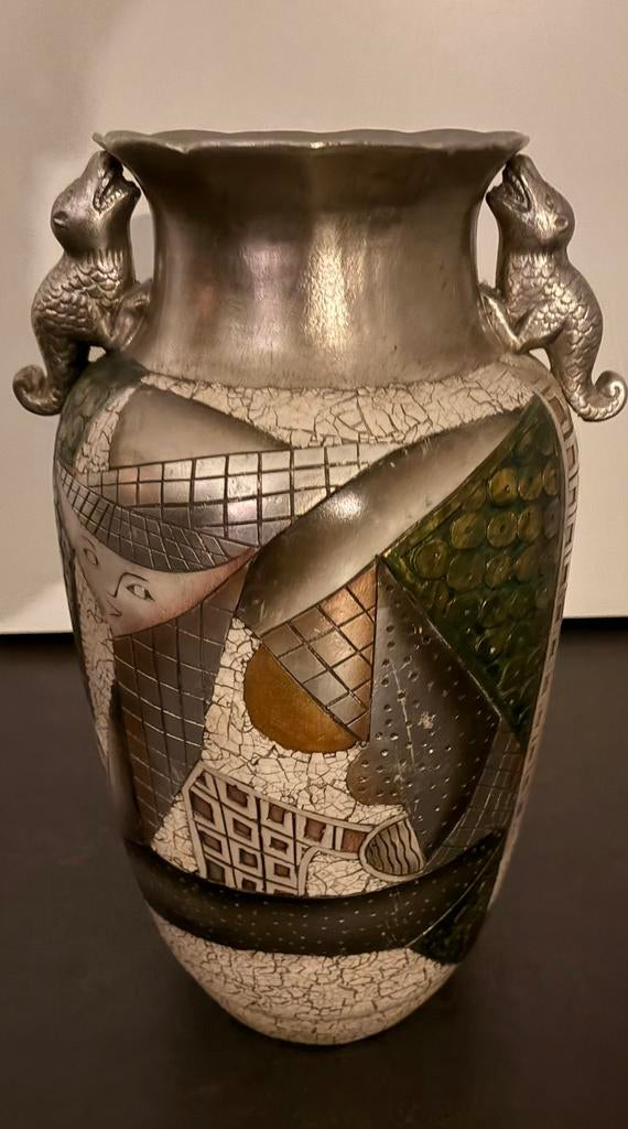 Unieke handgemaakte Alexander Kalifano vaas 50 cm hoog, Ophalen