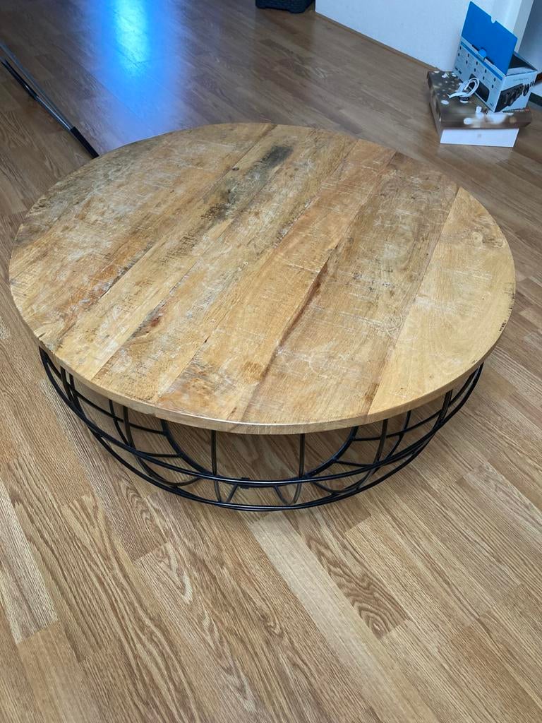 Salontafel mangohout ø75cm, Gebruikt, 50 tot 100 cm, Rond, Minder dan 50 cm