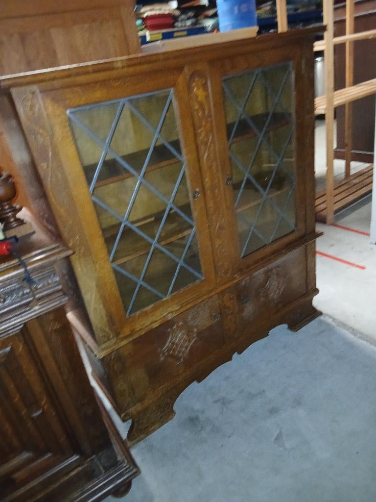 (0468) Antieke met glas in lood raampjes., Antiek en Kunst, Ophalen