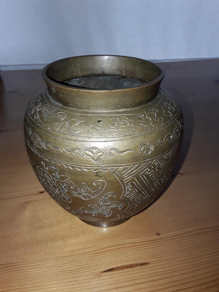 Koperen Chinese vaas 1e helft 20e eeuw, Ophalen of Verzenden, Zo goed als nieuw, Minder dan 50 cm