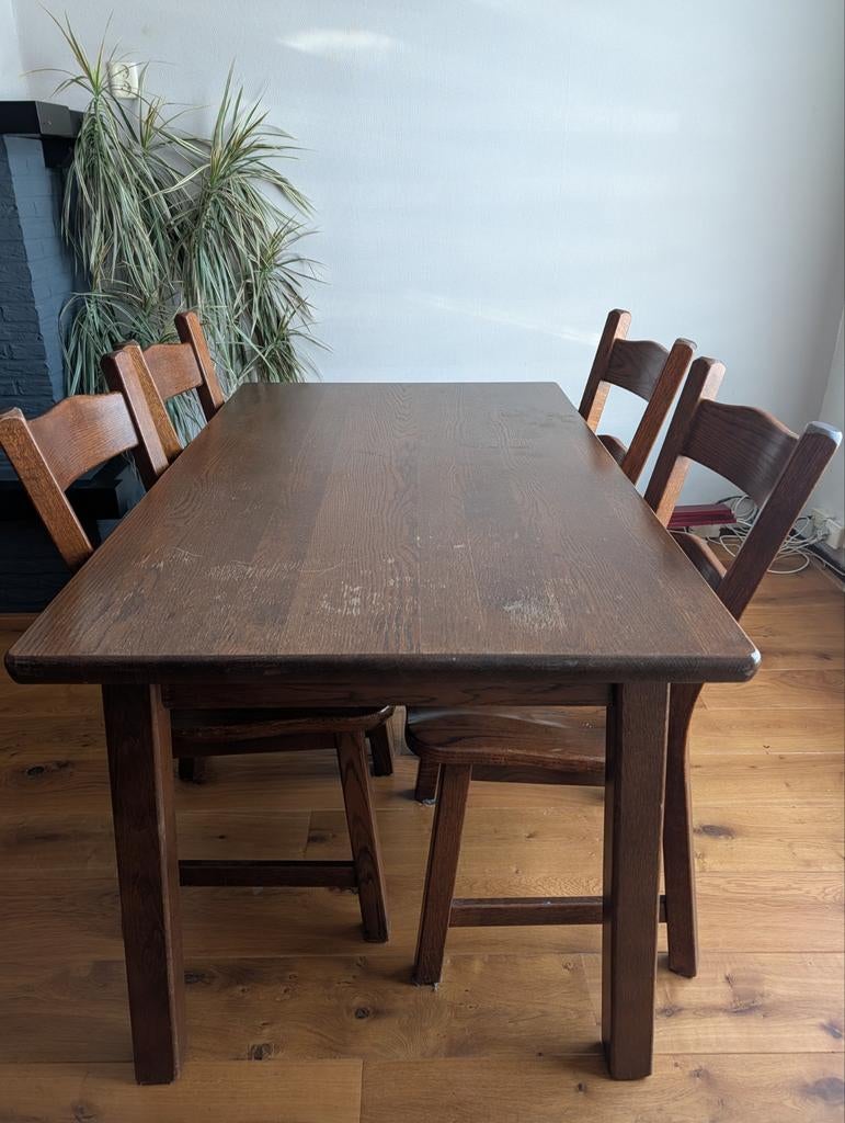 Eettafel - uitschuifbaar - set met 4 stoelen, Ophalen, Gebruikt, 4 tot 6 stoelen