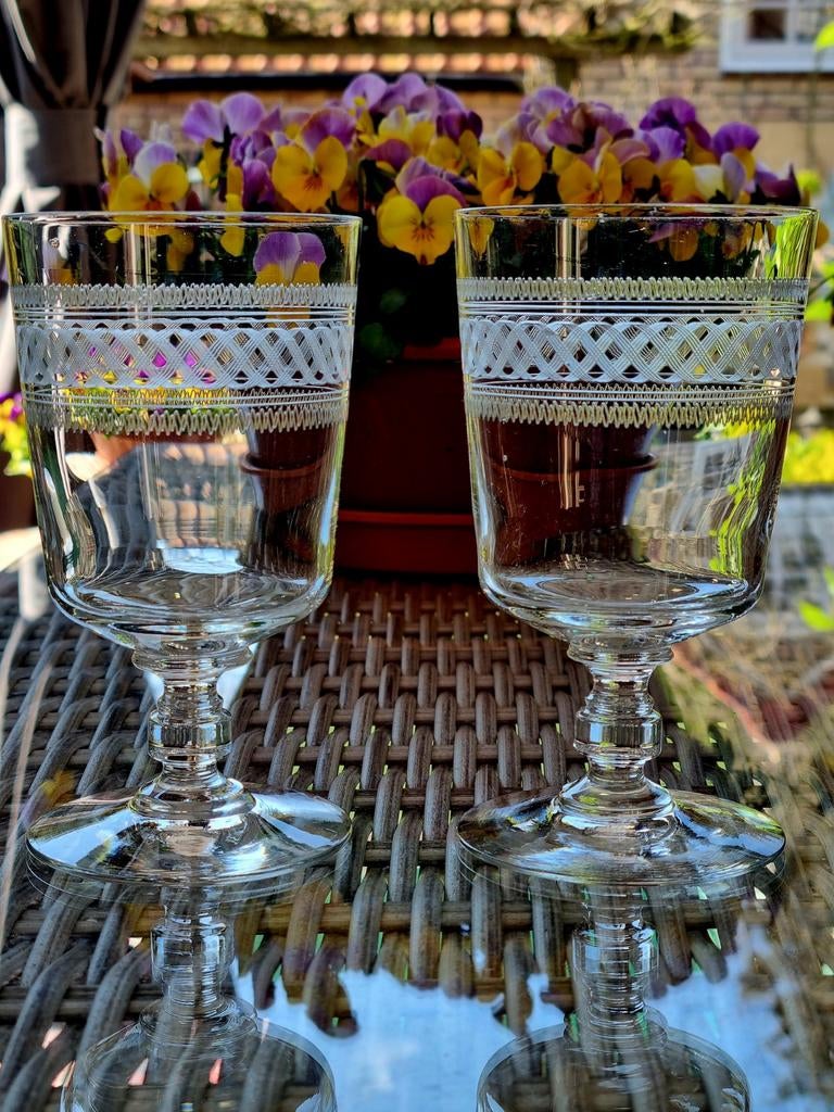 2 ANTIEK KRISTALLEN BACCARAT WIJNGLAZEN, Ophalen of Verzenden