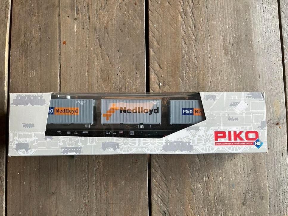 Piko 54165 Containerwagen Rgs 3910 met 3 Nedlloyd container, Gelijkstroom, NS, Nieuw, Wagon