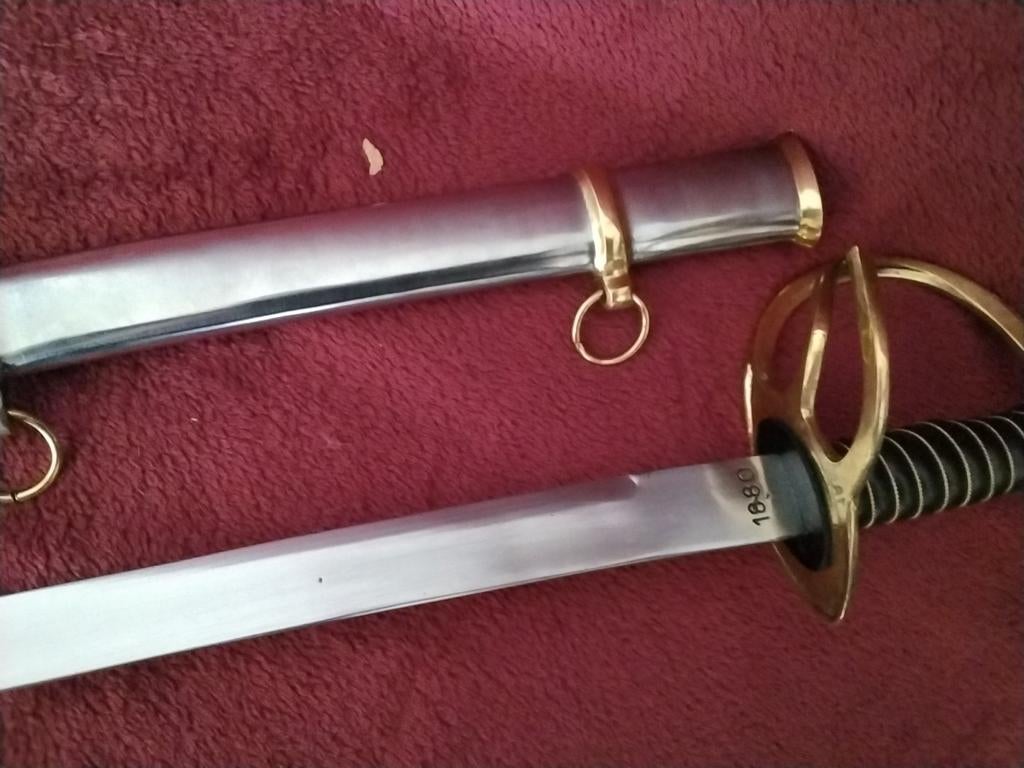 Militair Zwaard/Sabel met Schede - Gemerkt 1880, Verzamelen, Ophalen, Overige soorten, Overige gebieden, Zwaard of Sabel