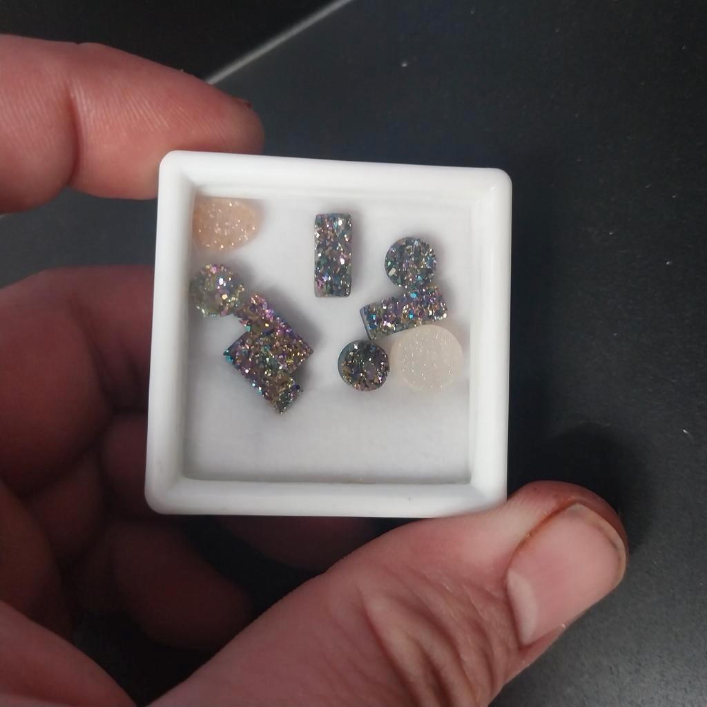 Lot met titanium druzy cabochons, Ophalen of Verzenden