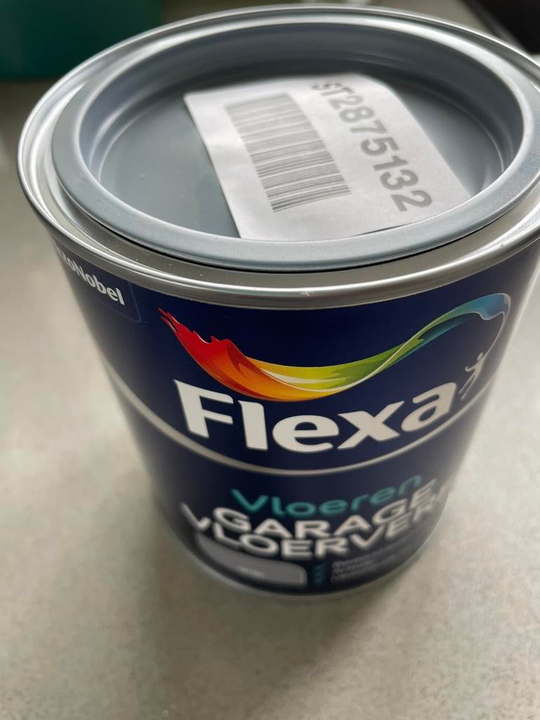 Garage vloerverf grijs flexa 0,75 l, Doe-het-zelf en Verbouw, Verf, Beits en Lak, Ophalen, Zo goed als nieuw, Grijs