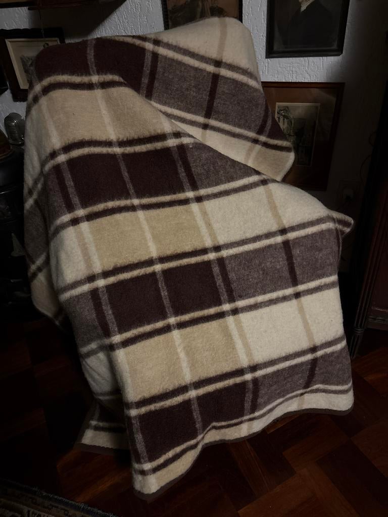 Mooie wollen deken met ruitpatroon, Huis en Inrichting, Woonaccessoires | Plaids en Woondekens, Gebruikt, Ophalen of Verzenden