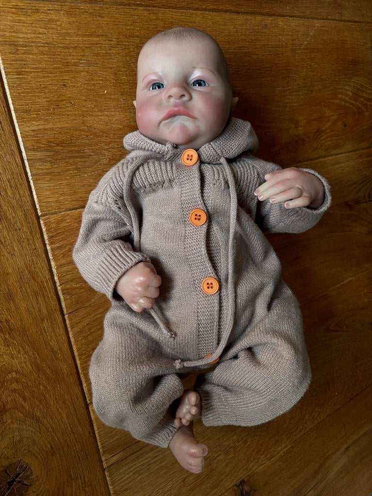 Realistische Reborn Newborn Pop in Gebreid Pakje, Ophalen of Verzenden, Zo goed als nieuw, Babypop