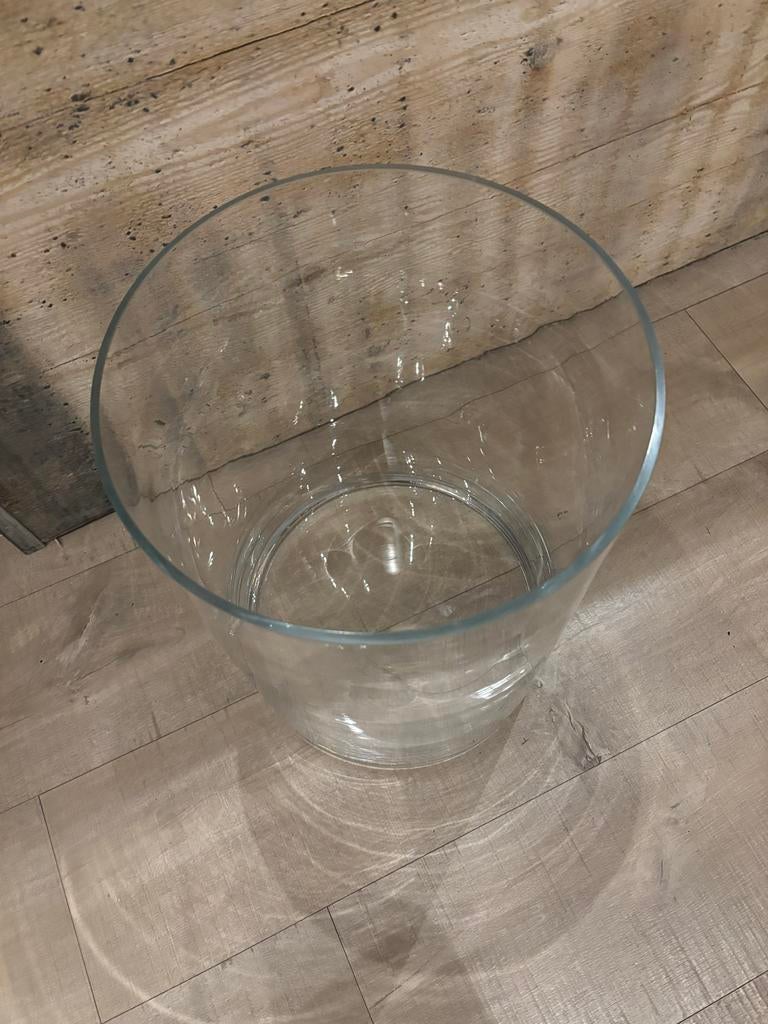 Grote glazen cilindervaas - H40cm, D29cm, Huis en Inrichting, Ophalen, Overige kleuren, Minder dan 50 cm, Glas
