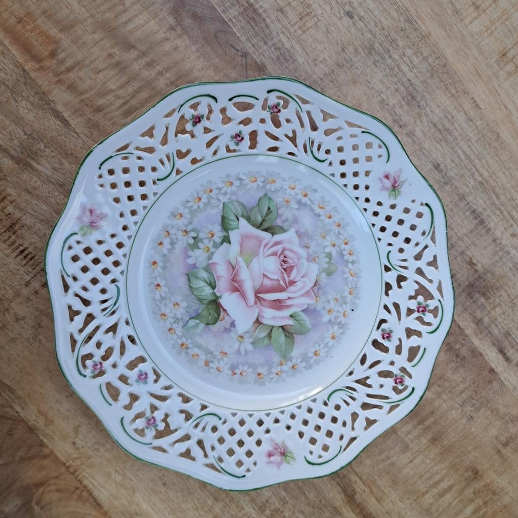 Ronde porseleinen gebloemde schaal Dresden, Antiek en Kunst, Ophalen of Verzenden