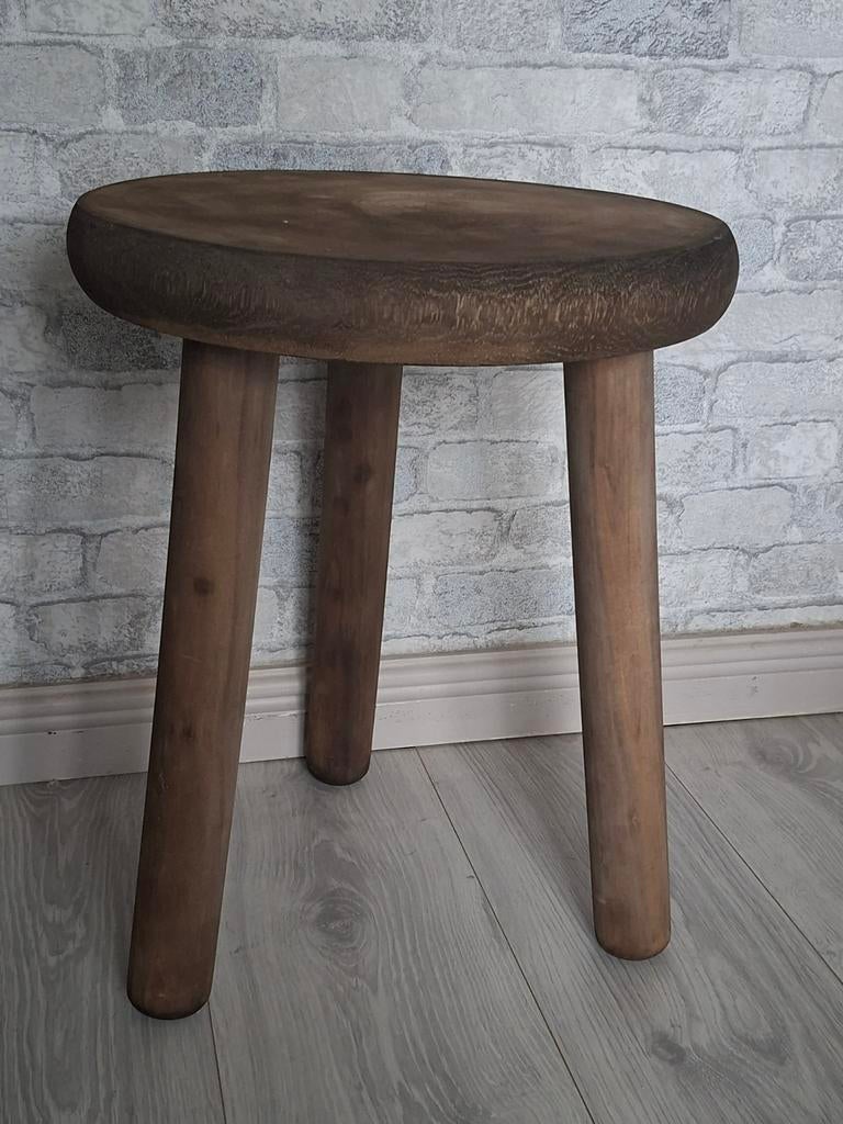 Stoer Sober Houten Krukje / Bijzettafeltje - 45 cm hoog, Ophalen of Verzenden, Gebruikt, Hout