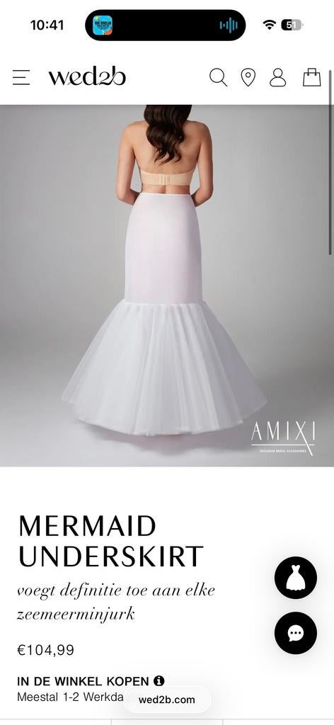 AMIXI Mermaid Hoepel Onderrok Trouwjurk - Maat 36, Ophalen of Verzenden, Nieuw, Wit, Accessoires