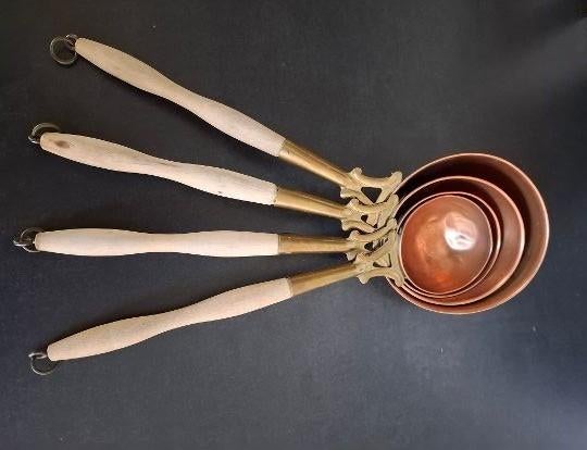 Fraaie set van 4 (vintage) koperen pollepels., Verzenden