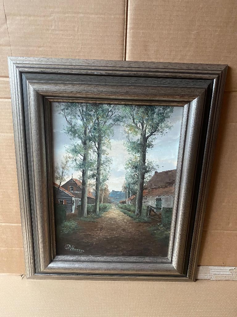 Mooi landschap schilderij.W.Kroon, Antiek en Kunst, Kunst | Schilderijen | Klassiek, Ophalen of Verzenden