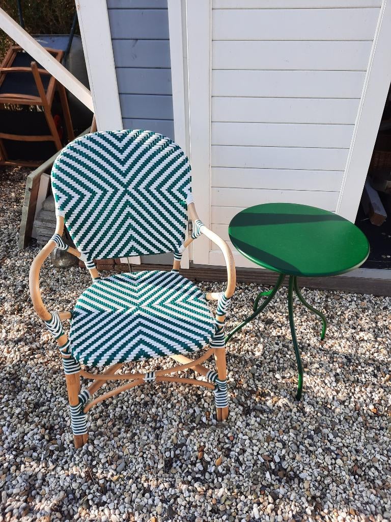 Bistrostoel Belluno Groen Kwantum 3 stuks, Tuin en Terras, Tuinstoelen, Ophalen, Zo goed als nieuw, Rotan, Stapelbaar