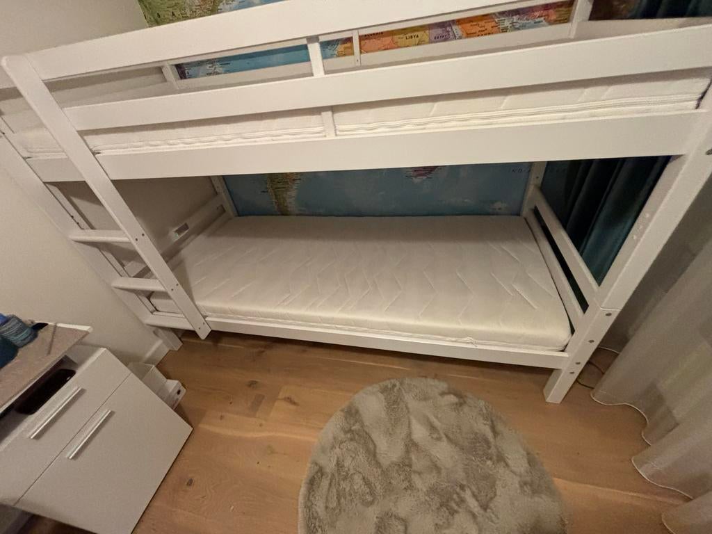 Stapelbed wit 200x90, Gebruikt, 90 cm, 160 tot 180 cm, Tweepersoons