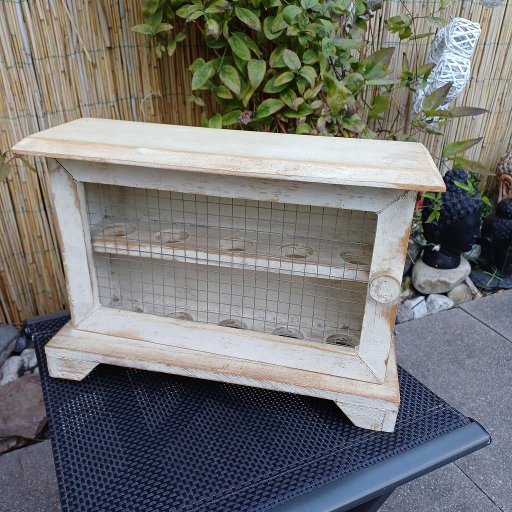 Houten eierkastje voor 10 eieren met gazen deurtje, Ophalen of Verzenden