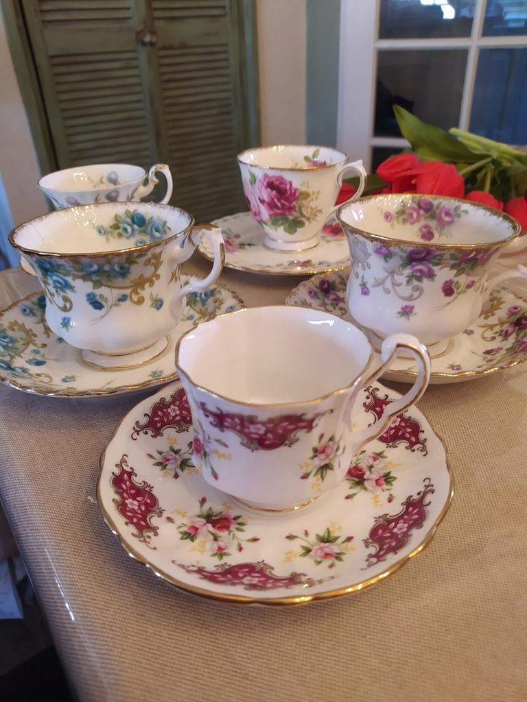 Vintage Engelse kop en schotels(5, Ophalen of Verzenden