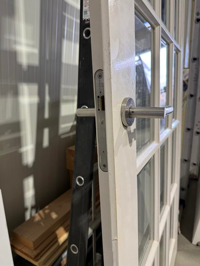 Opdekdeur wit/glas, rechtsdraaiend, 211,5x93 cm, Ophalen, Gebruikt, 80 tot 100 cm, Binnendeur