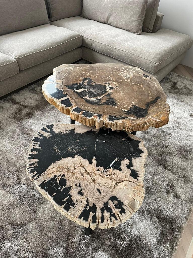 Versteend hout Salontafels - Unieke salontafels!, Ophalen, Nieuw, Rond, 50 tot 100 cm