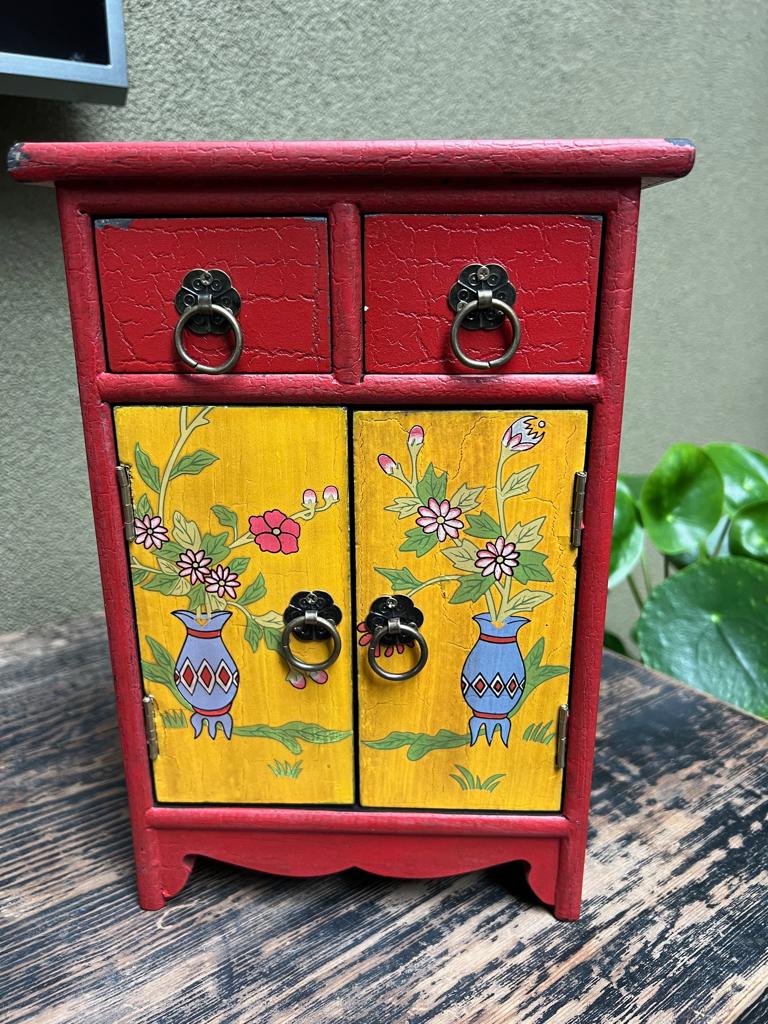 Chinees beschilderd sieraden juwelen kastje chinese, Verburgt Vintage, Gebruikt, Ophalen of Verzenden, https://verburgtvintage.nl/#contact