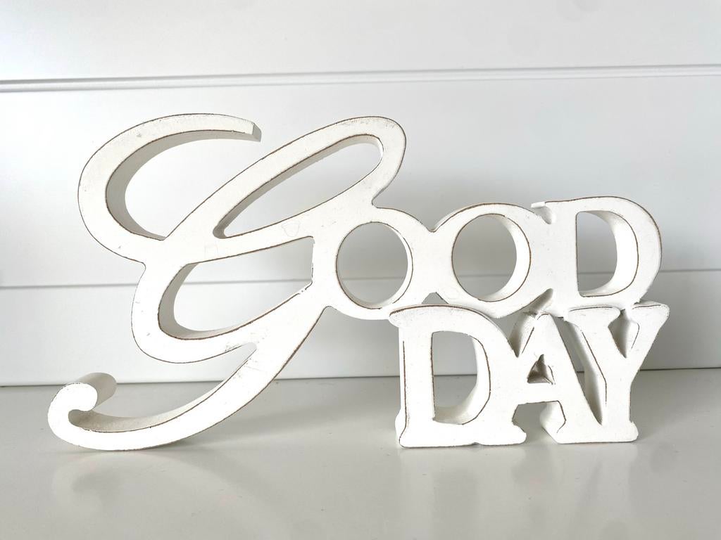 Riviera Maison Decoratieve 'Good Day' Houten Tekst, Ophalen of Verzenden, Zo goed als nieuw