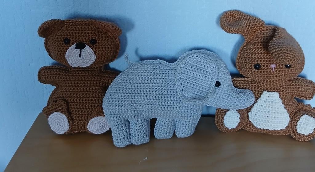 Gehaakte knuffel beer, olifant, haas, Ophalen of Verzenden, Zo goed als nieuw, Overige typen