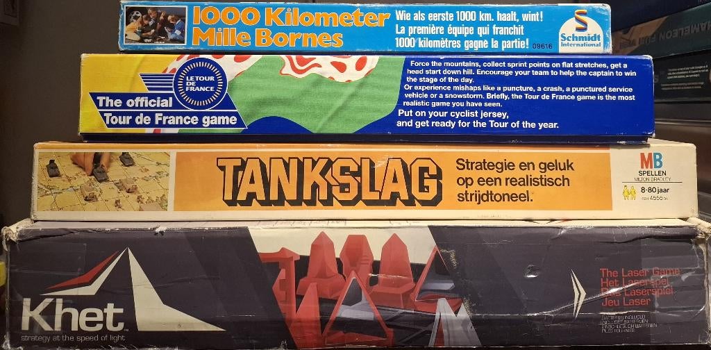 Pakket oa. Mille Bornes Le Tour de France game Tankslag Khet, Hobby en Vrije tijd, Ophalen of Verzenden, Gebruikt