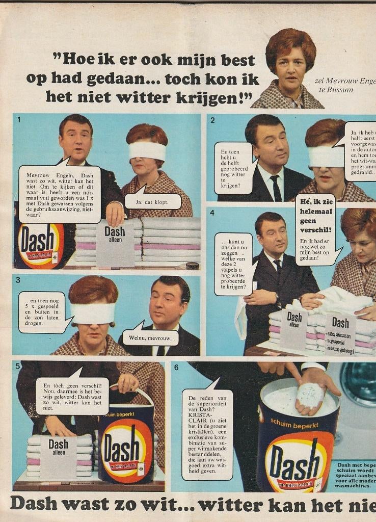 retro reclame 1967 Dash wasmiddel witter kan het niet, Verzenden, Overige typen