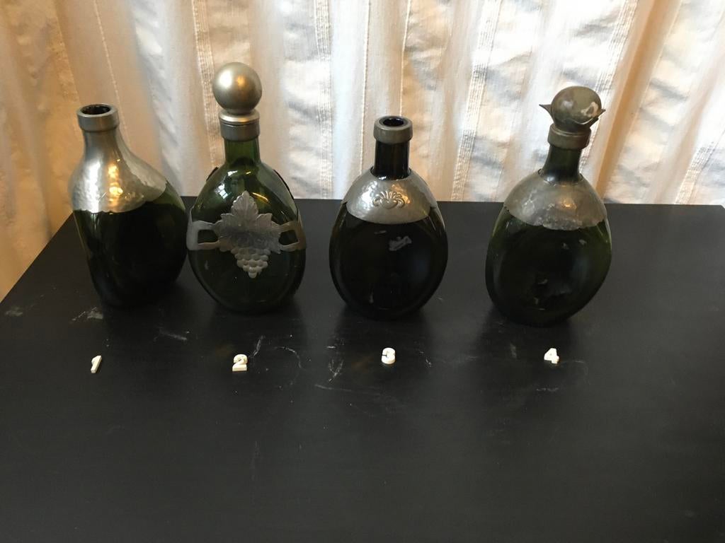 Vier Antieke Leerdam Karaffen, Antiek en Kunst, Antiek | Glas en Kristal, Ophalen of Verzenden